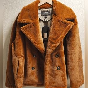 Bagley Mischka Rollande Faux Shearling Coat Color Cognac Size L